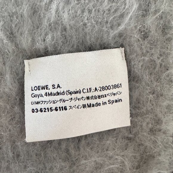 LOEWE Leather-trimmed fringed soft mohair long scarf - Picture 6 of 8